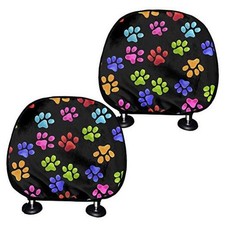 Print Car Seat Head Rest Coves Universal Decorative Covers Auto Rainbow Cat Paw