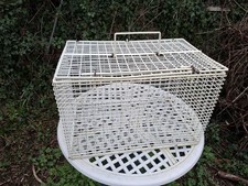 Vintage White Metal Pet Carrier / Basket Top Opening