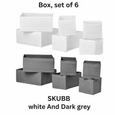 IKEA SKUBB Box Set of 6 - White/Grey Drawer Organizers for Clothes & Storage