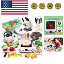 Pretend Play Kitchen Toy with Cookware Steam Pressure Pot and Electronic Indu...