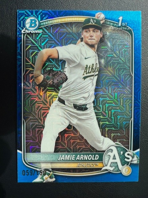 JAMIE ARNOLD 2025 Bowman Draft #BDC-30 Mojo Blue Refractor #/150