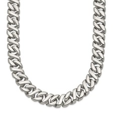 Stainless Steel Polished Link Curb Chain Necklace 24" 76.18gm