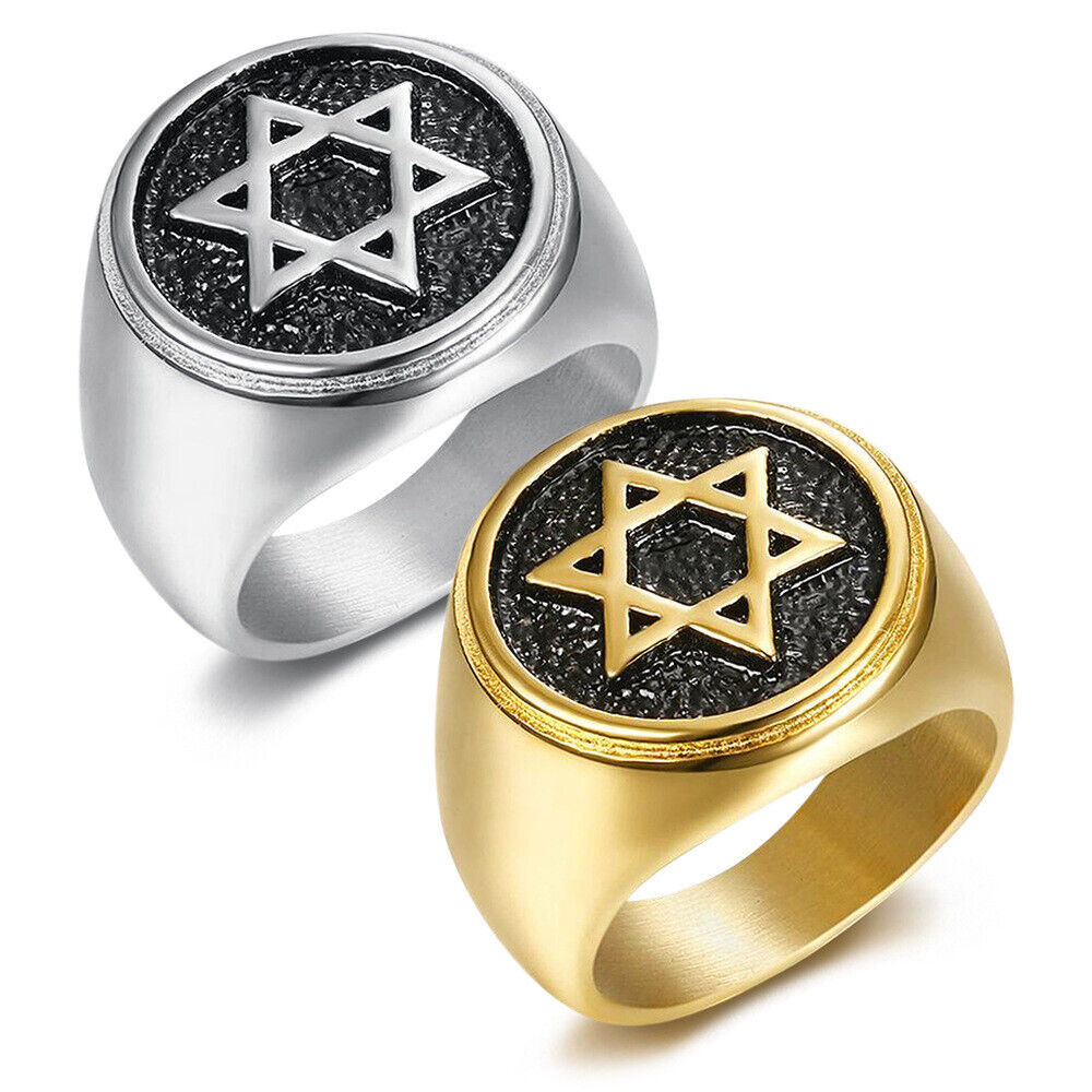 Cy Trendy Stainless Steel Star Of David Ring For Men - Jewish Religious Symbol Ring, Sizes 7-10, 20mm Wide - View #8