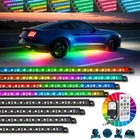 8Pcs RGB+IC Car Exterior Underglow LED Light Bar Neon Kit Underbody Light Strip