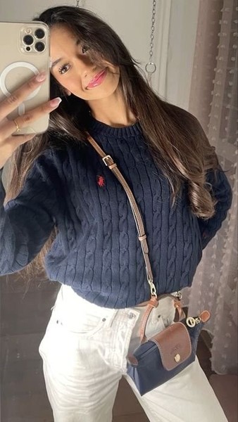 Women Ralph Lauren Sweater Navy Cotton 38