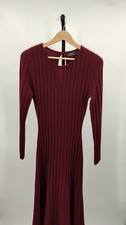 Quince Women Mongolian Cashmere Wide-Rib Midi Dress Rich Burgundy M