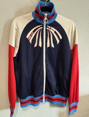 Gucci ''Guccify Yourself'' zip up bomber Jacket Size L Blue/Red