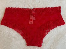 Victoria's Secret Panties Cheeky Panty Tease Mesh Lace Red Bows Ribbon Medium M