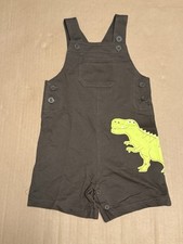 Carter s Bib Overalls Brown Romper Shorts 18 Months Dinosaur Shortalls T Rex