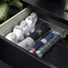 3-Pack Clear Plastic Drawer Organizer Divided Compartment Set