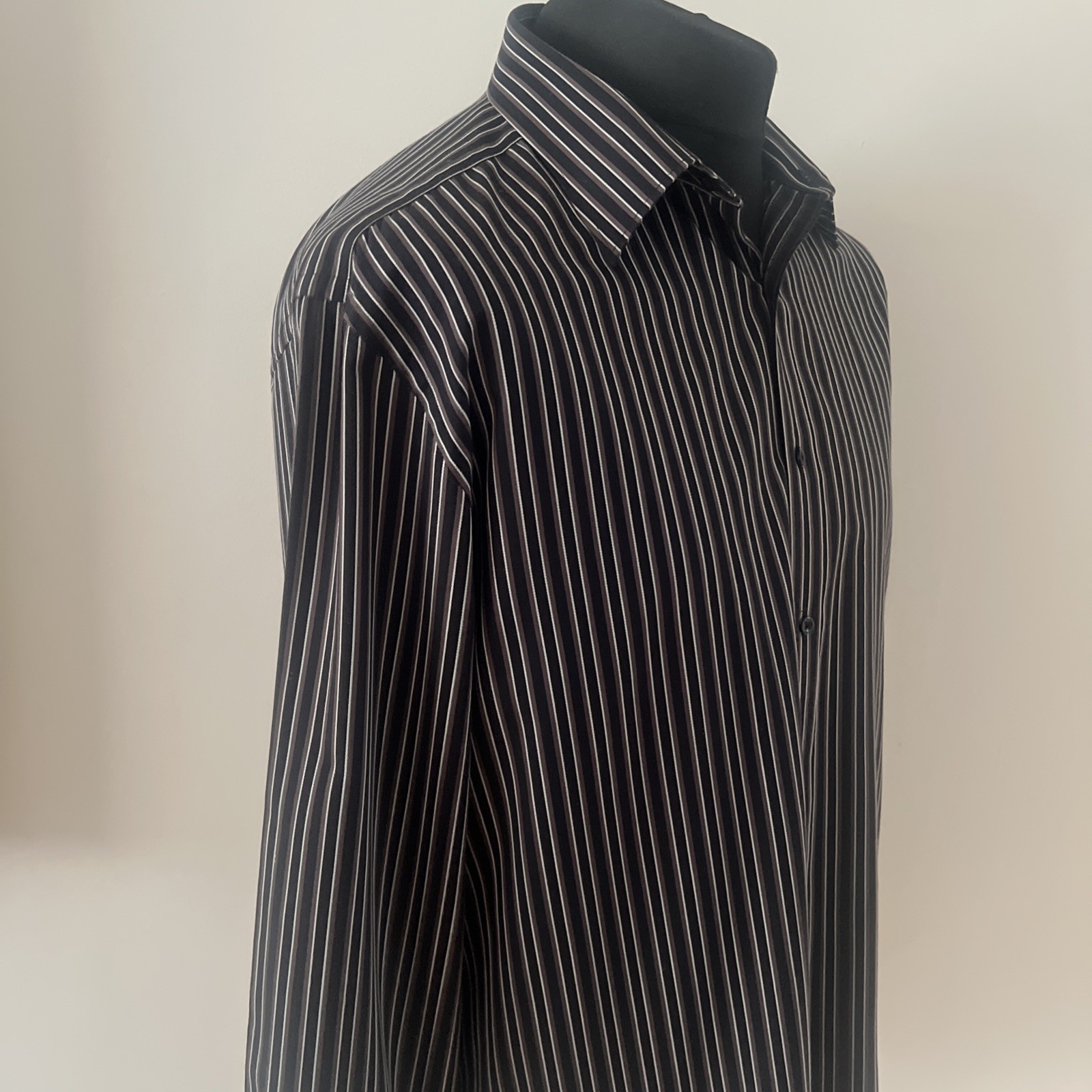 Thomas Nash Brown/Black Striped Long Sleeve Shirt Size Large image 3