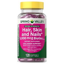 Spring Valley High-Efficiency Collagen Softgels, 5000 mcg Biotin, 120 capsules