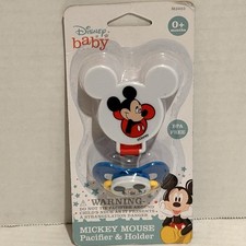 Pacifier  Holder Set Mickey Mouse 0 Months New Unopened Package