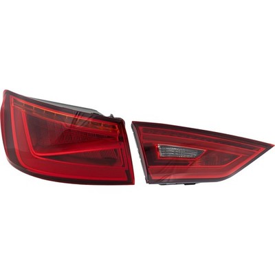 Tail Light Set For 2015-2016 Audi A3 S3 Left Inner and Outer Clear/Red LED