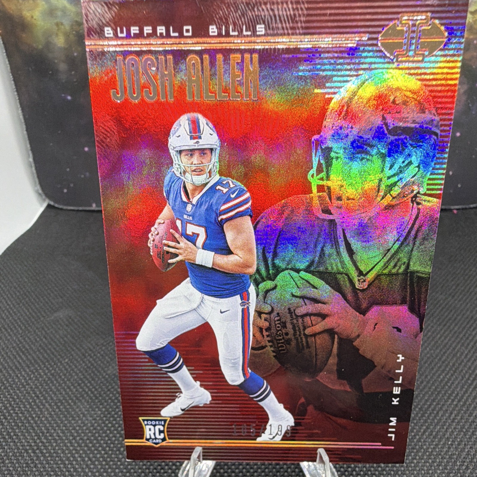 2018 Illusions Josh Allen, Jim Kelly #19 Trophy Collection Red /199 (RC)☢️☢️🔥🔥 view 2