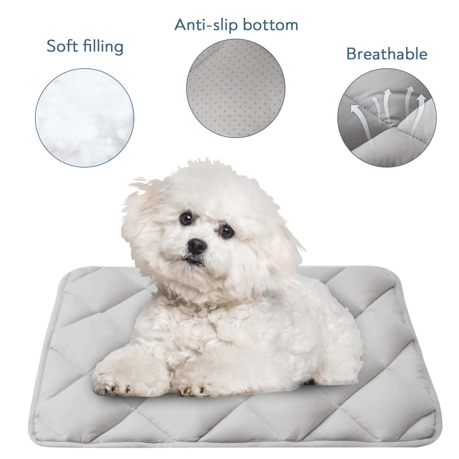 Dog Crate Pad 2 Pack, Soft Dog Crate Mat with Anti-Slip Bottom, Grey | eBay
