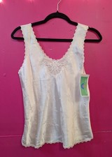 Vintage 70s 80s Retro Cream Satin Brocade Camisole Top S