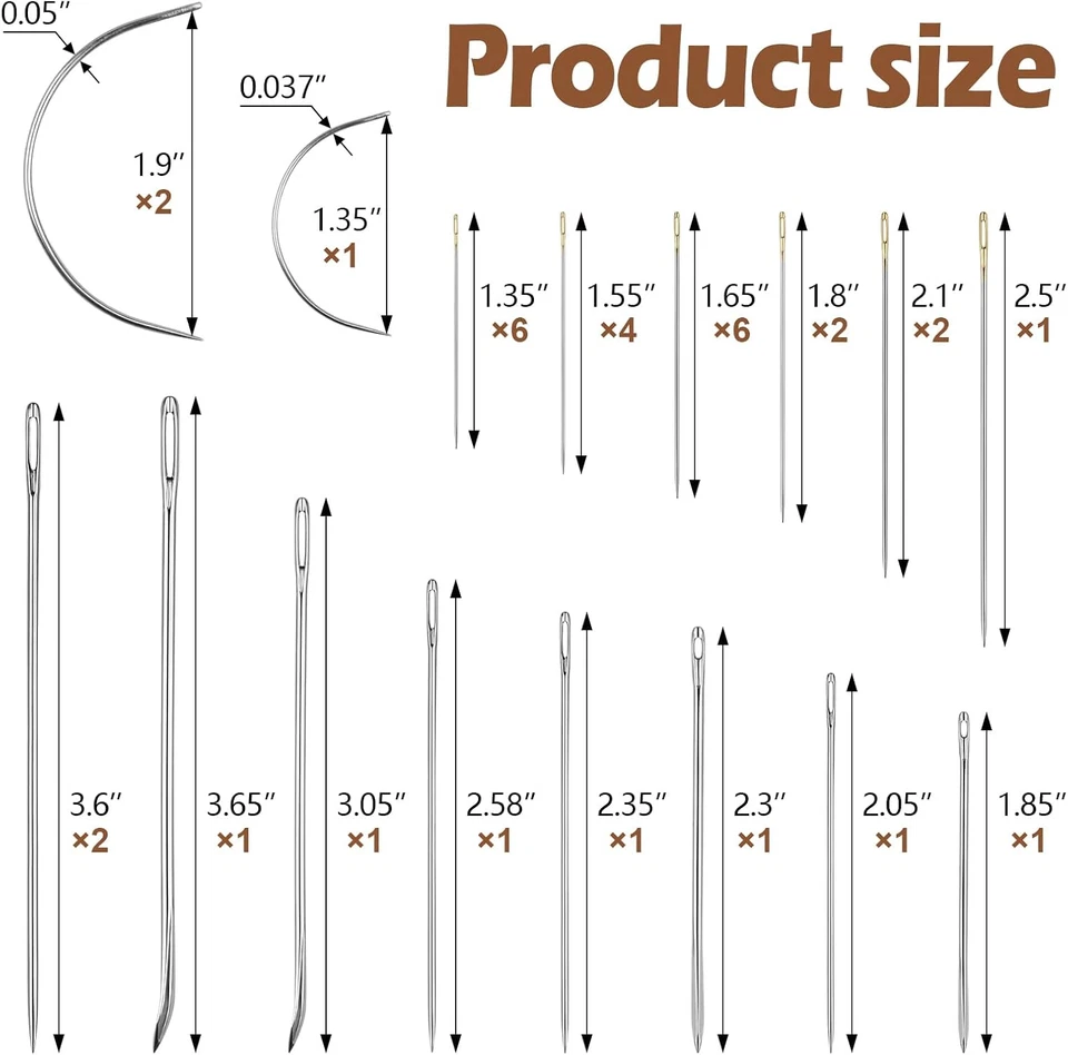 Heavy Duty Hand Sewing Needles Set - Large Eye Leather Sewing Needles for Hand S - Image 2 of 4