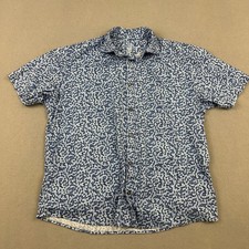 Johnnie-O Shirt Men Medium Blue Floral Leaf Print Featherweight Button Up M