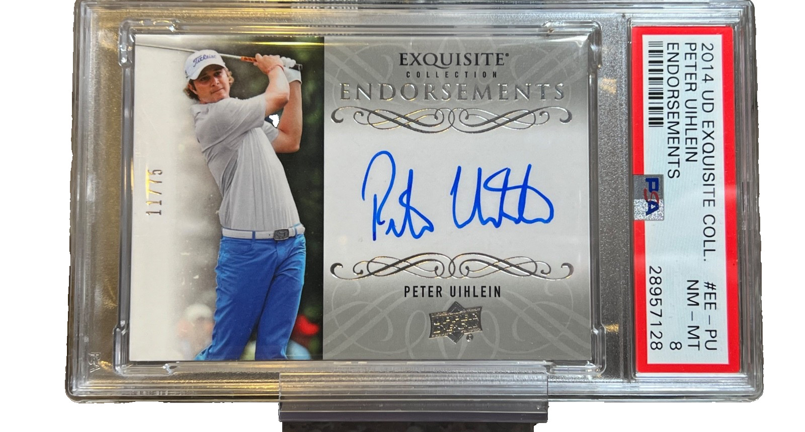 2014 UD Exquisite Collection PETER UIHLEIN Endorsements Auto SSP 11/75 PSA 8 view 2