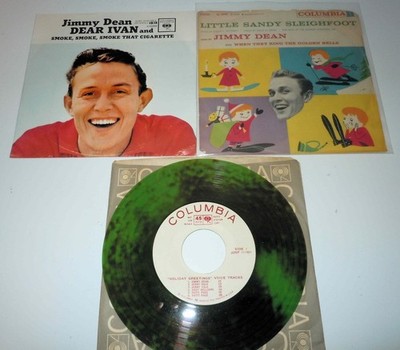 Jimmy Dean 45 rpm lot - Dear Ivan + Holiday Greetings + Sandy Sleighfoot