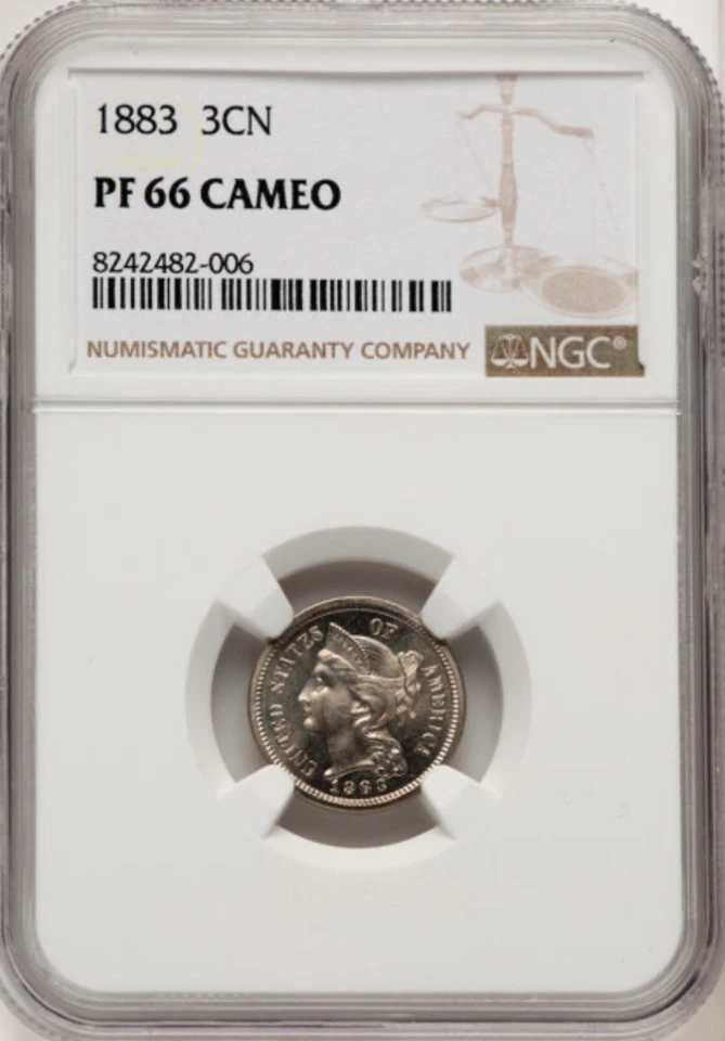 1883 3CN (PROOF CAMEO) Three Cent Nickel - NGC PF66 CAMEO - High Grade Proof - Image 3 of 4