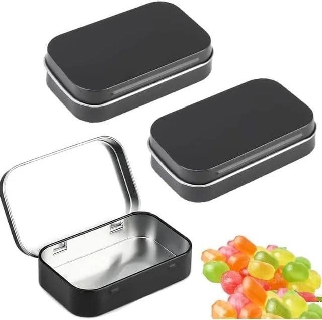3Pcs Black Rectangular Small Tins with Lids Tin Boxes Tins Container Metal Empt