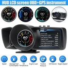 OBD2+GPS Car Gauge HUD Head-Up Digital Display Speedometer Temp Alarm RPM Turbo