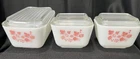 Vintage Pink Gooseberry Pyrex Refrigerator Set of 3 with Lids 501 x 2 502 READ