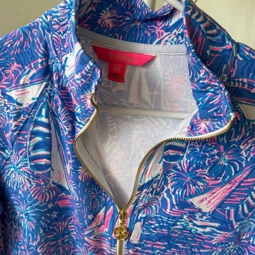 Lilly Pulitzer Blue and Pink Tropical Print Top image 2