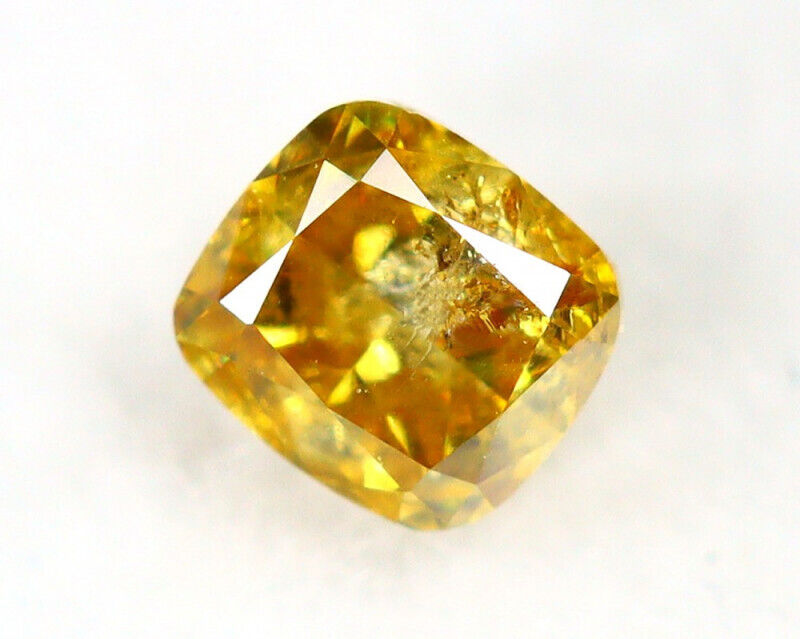 Diamond Real Natural Fancy Yellowish 0.15Ct Sales Cushion Orange New Shipping Free Cut