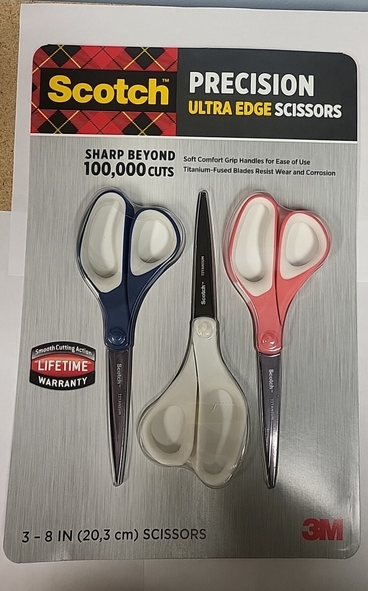 Scissors 3 pack  Scotch Precision Ultra Edge Titanum 8-Inch  New-image