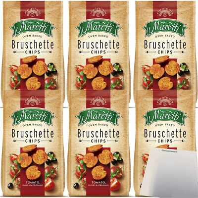 Maretti Bruschette Chips Tomato Olives & Oregano Brotchips 6x150g Pack usy Block