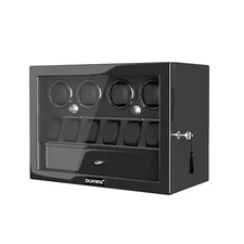 4+6 Automatic Rotation 4 Watch Winder Box With 6 Watches Display Storage LED New
