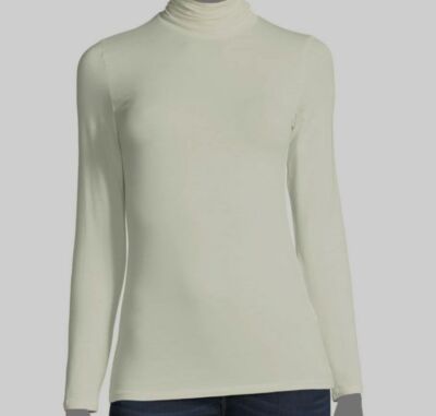 $138 Majestic Paris Women's White Long Sleeve Mock Turtleneck