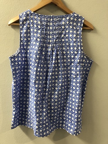 Vineyard Vines Linen sleeveless Blouse Pullover Tassel Tie Womens M Blue Pleats - Picture 9 of 14