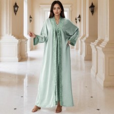 Evening Open Kaftan Dubai Women Long Dress Set Abaya Muslim Robe Party Gown Prom