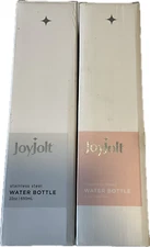Joy Jolt Water Bottle 22oz Stainless Steel White 2 Different Lids 2 Pack