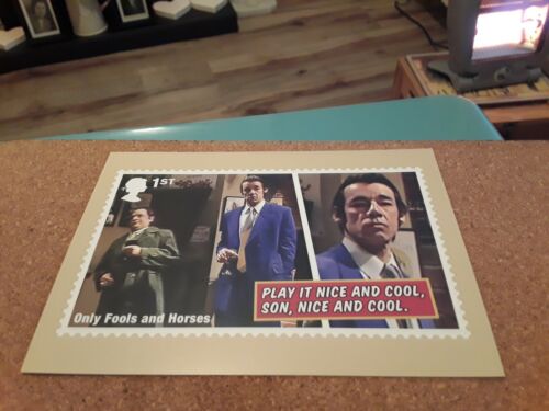 ROYAL MAIL STAMP POSTCARD ONLY FOOLS AND HORSES TRIGGER & DEL BOY AT BAR / PUB.. - Picture 1 of 2