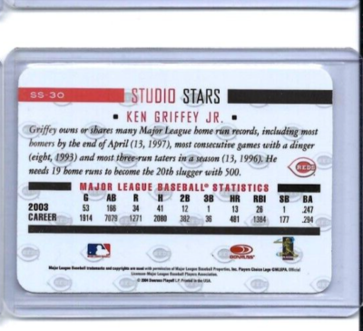 Ken Griffey ￼jr 2004 studio 2004 Donruss Studio Baseball Studio Stars Ken Griffey Jr