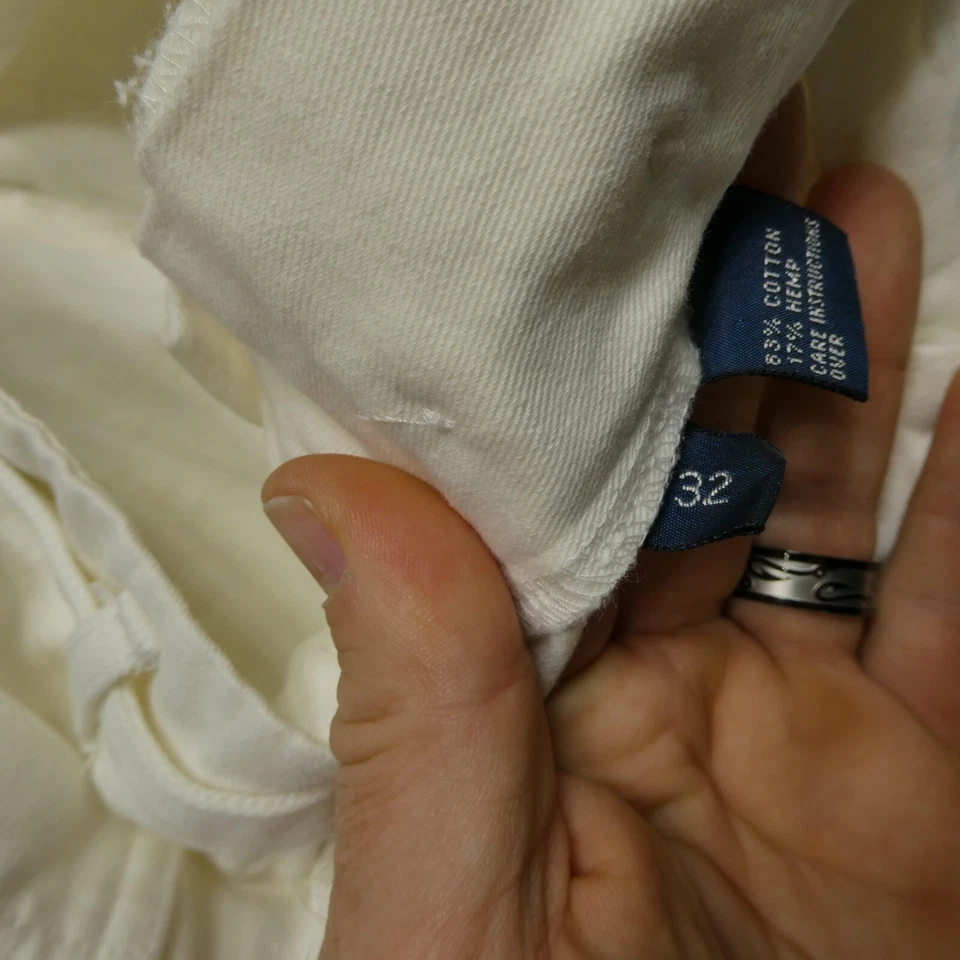 Polo Ralph Lauren Shorts Womens Size 32 White Cotton Hemp Belted Chino - Image 3 of 4