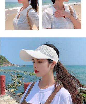 New Women Anti-UV Sun white Sport Hats Breathable Adjustable Empty Top Visor Cap