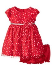 Marmellata Infant Girls Red Polka Dot Party Holiday Dress Tulle Overskirt