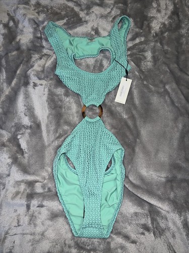 SMALL Montce Swim Ky One Piece Turquoise Crochet - Picture 2 of 7