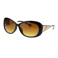 Womens Metal Diecut Daisy Flower Arm Oval Plastic Designer Fashion Sunglasses