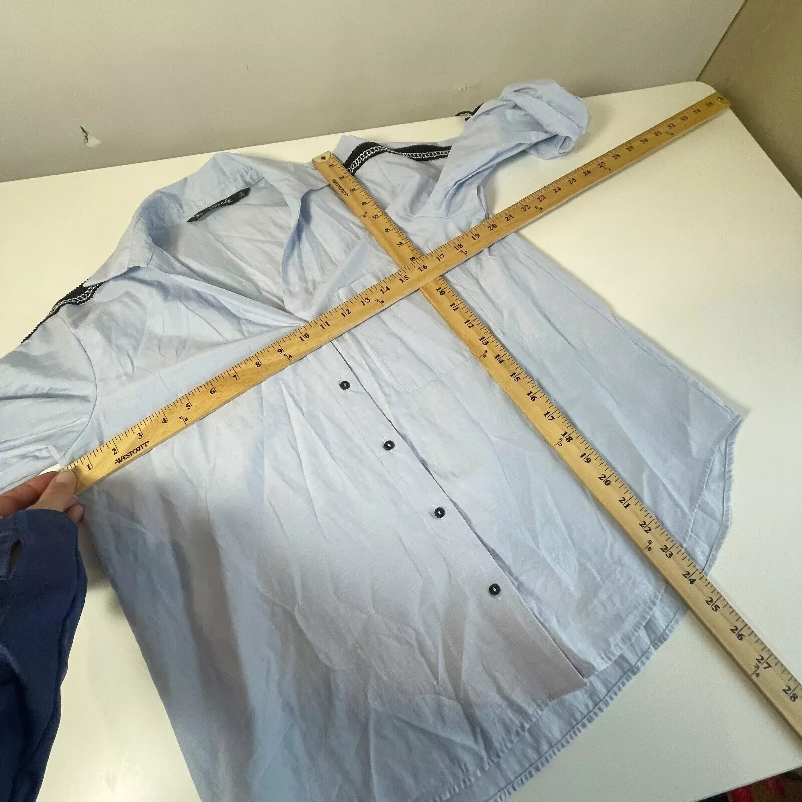 Zara Basic Roll Tab Sleeve Button Up Collared Shi… - image 6