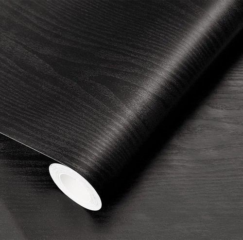 10m Vinyl Black Wood Grain Wallpaper Self Adhesive Contact Paper Peel and Stick - Picture 4 of 13