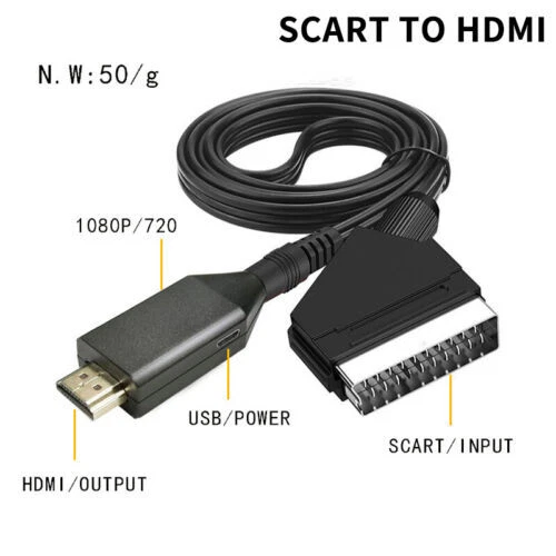 SCART To Converter With Cable Scart In Out HD 720P/1080P Switch Video Audio Con