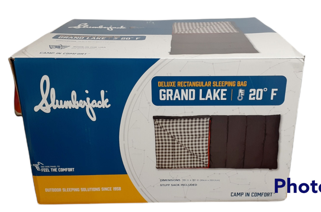 Slumberjack 20F Grand Lake Deluxe Rectangular Sleeping Bag 39” X 80