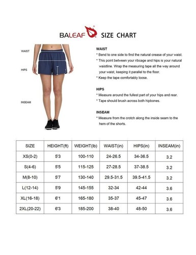 BALEAF 2-IN-1 WOMENS RUNNING SHORT XL MESH SPLIT LEG BACK ZIPPER POCKETED NAVY - Picture 3 of 3